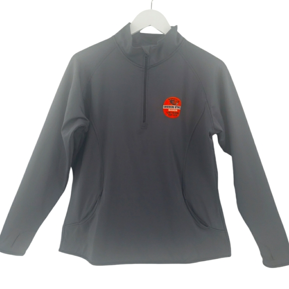 Sport Tek Oregon State Band Pullover Large  1/4 Zip Pockets Thumbholes Black - Picture 1 of 8